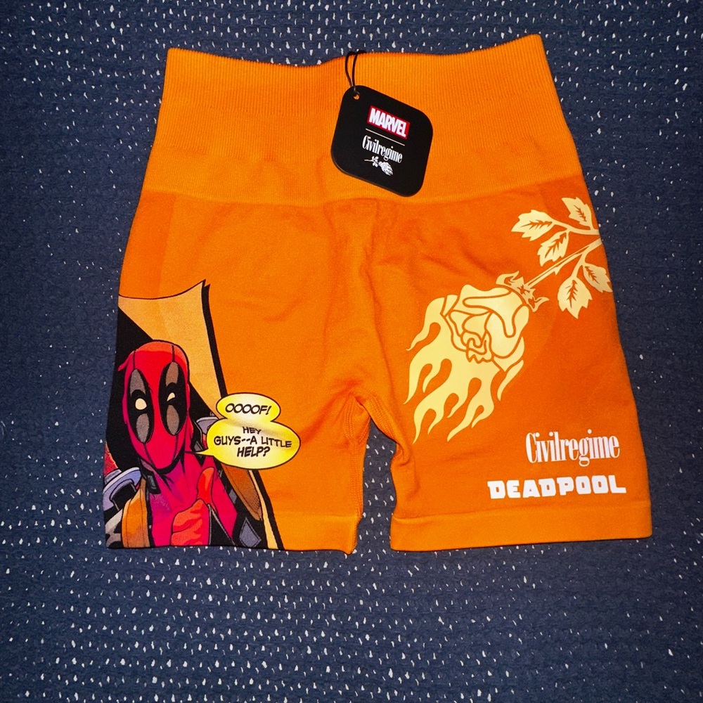Marvel Deadpool X Civil Regime XS Scrunch gym shorts
